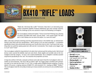 Brochure: .410 Bore Rifle Loads