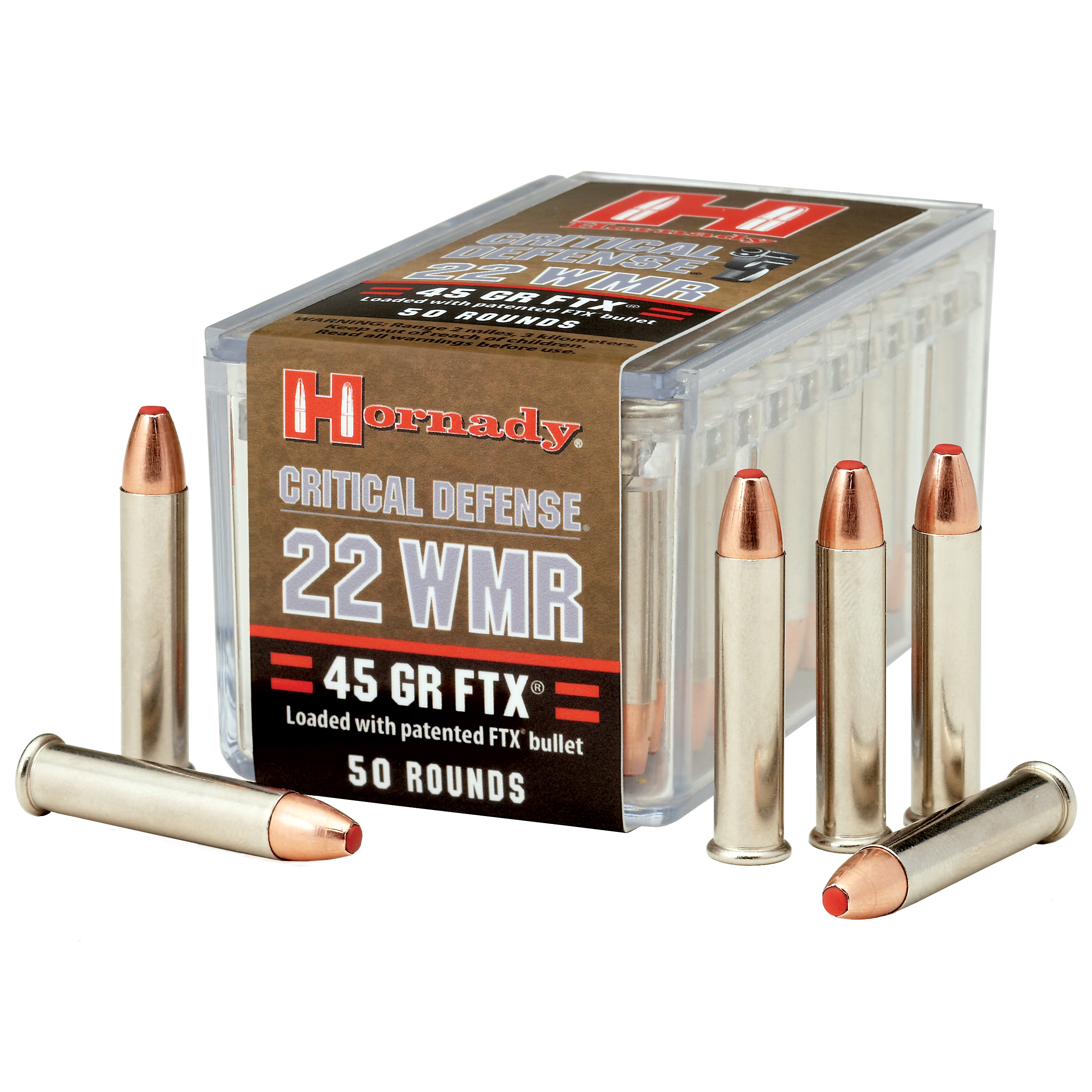 Hornady 22cal WMR 45gr FTX Critical Defense Handgun Ammo (50/box)