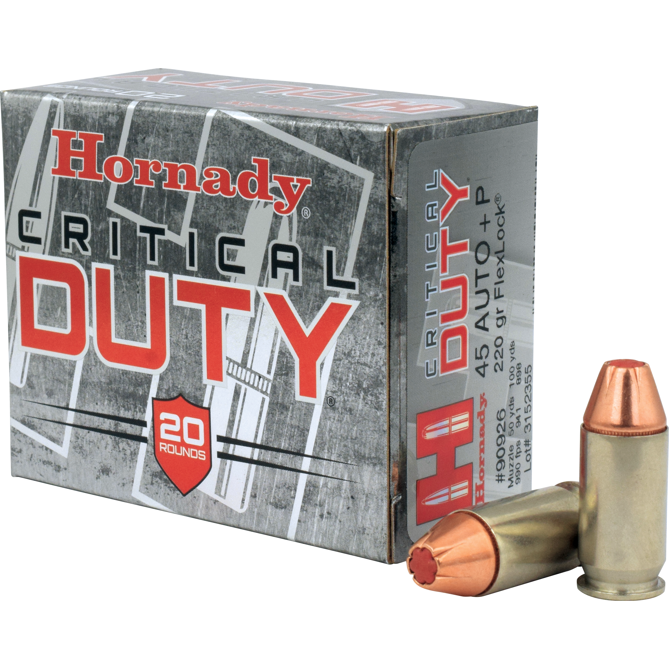 Hornady 45 Auto+P 220gr Flexlock Duty Handgun Ammo (20/box)